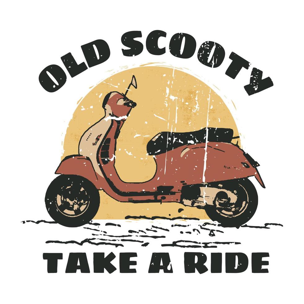 Vintage alte Scooty T-Shirt-Design vektor