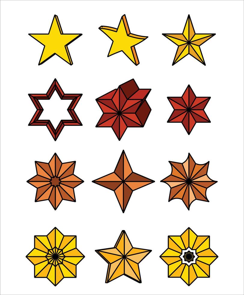 samling av stjärna dekoration färgad vektor