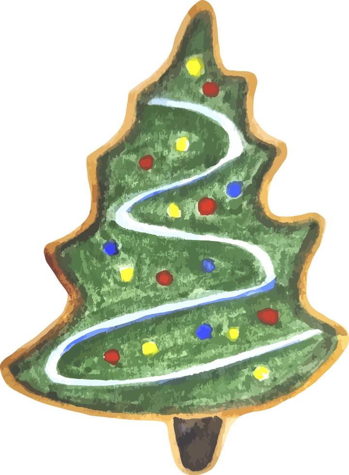 weihnachtsplätzchen lebkuchen weihnachtsbaum aquarell handgezeichnete clipart isoliert vektor