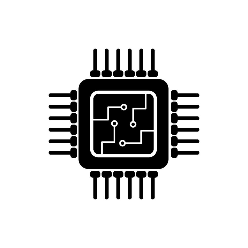 processor ikon vektor. isolerat platt form dator cpu vektor