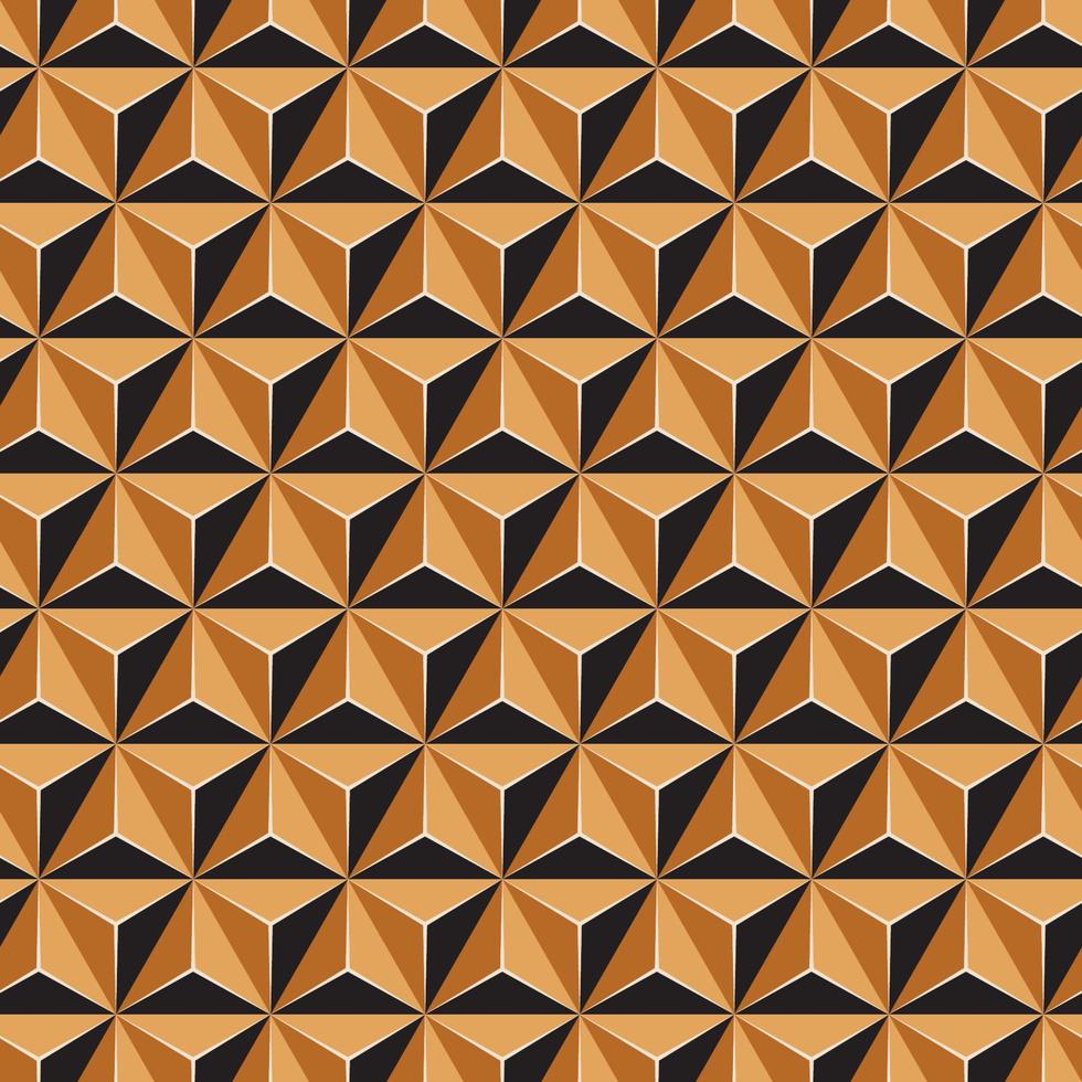 3D nahtloses geometrisches Muster. beige, brauner und schwarzer dreieckhintergrund für decken, bettwäsche, tischdecke, wachstuch oder schaltextildesign. vektor