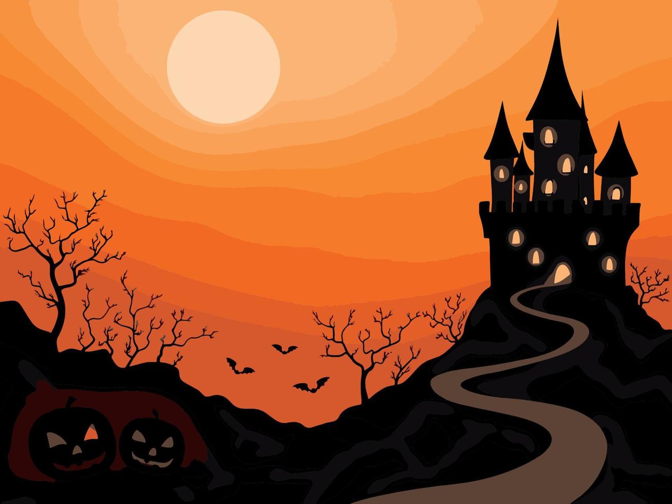 illustration av halloween slott vektor