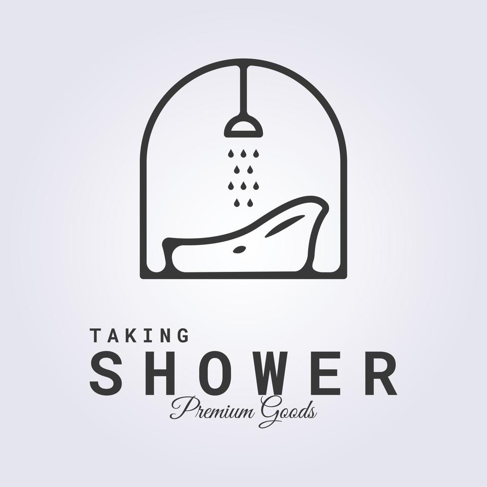 Abzeichen minimalistische Badewanne Linie Logo Vektor Illustration Design