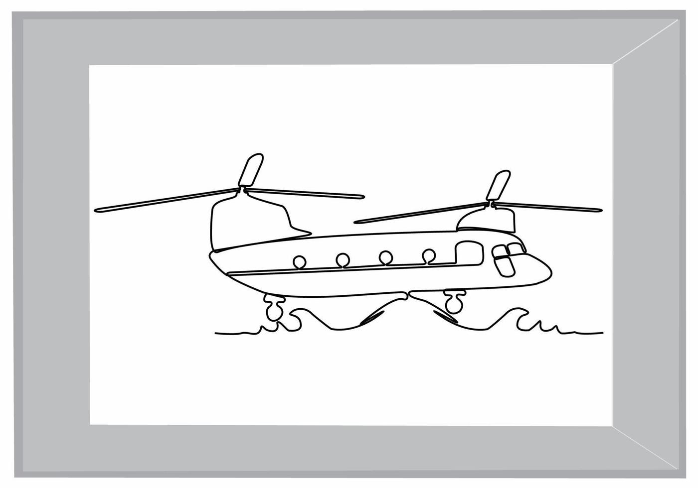 Hubschrauber kontinuierliche Strichzeichnungen vektor