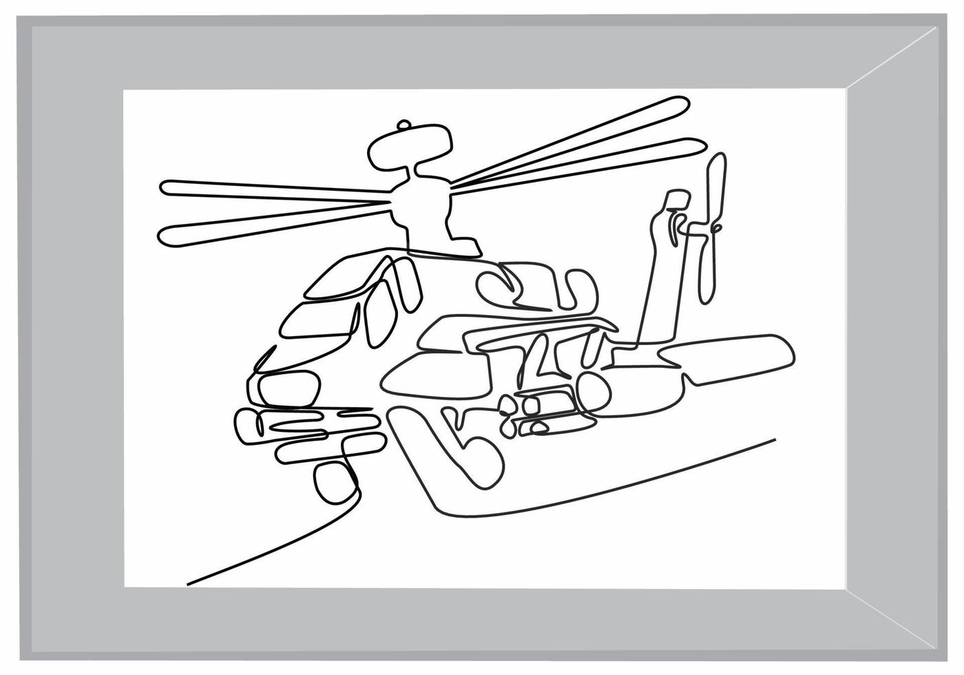 Hubschrauber kontinuierliche Strichzeichnungen vektor