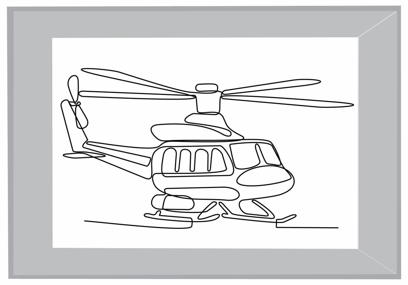 Hubschrauber kontinuierliche Strichzeichnungen vektor