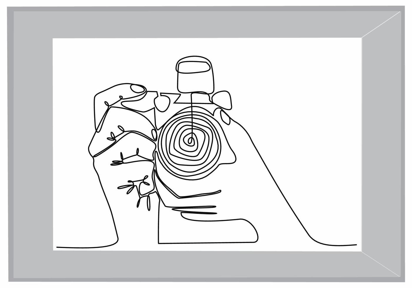 kontinuerlig linje av händer innehav kamera vektor