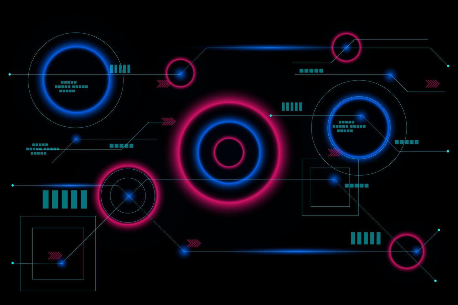 futuristisches technologiekonzept. das glühende und leuchtende licht des ringes mit grünen linien und punkten mit hallo-tech-hintergrund. vektor