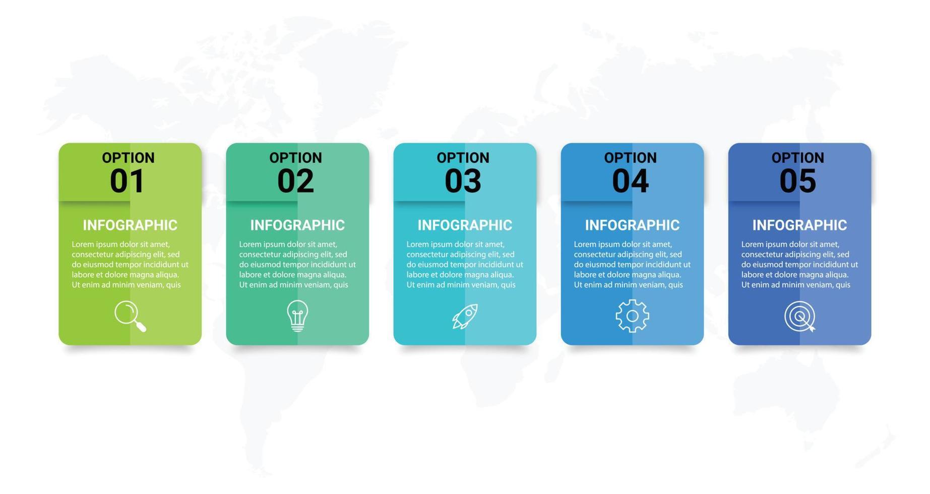 Infografik-Vorlage für Präsentationsgeschäfte mit 5 Optionen, Vektorgrafik vektor