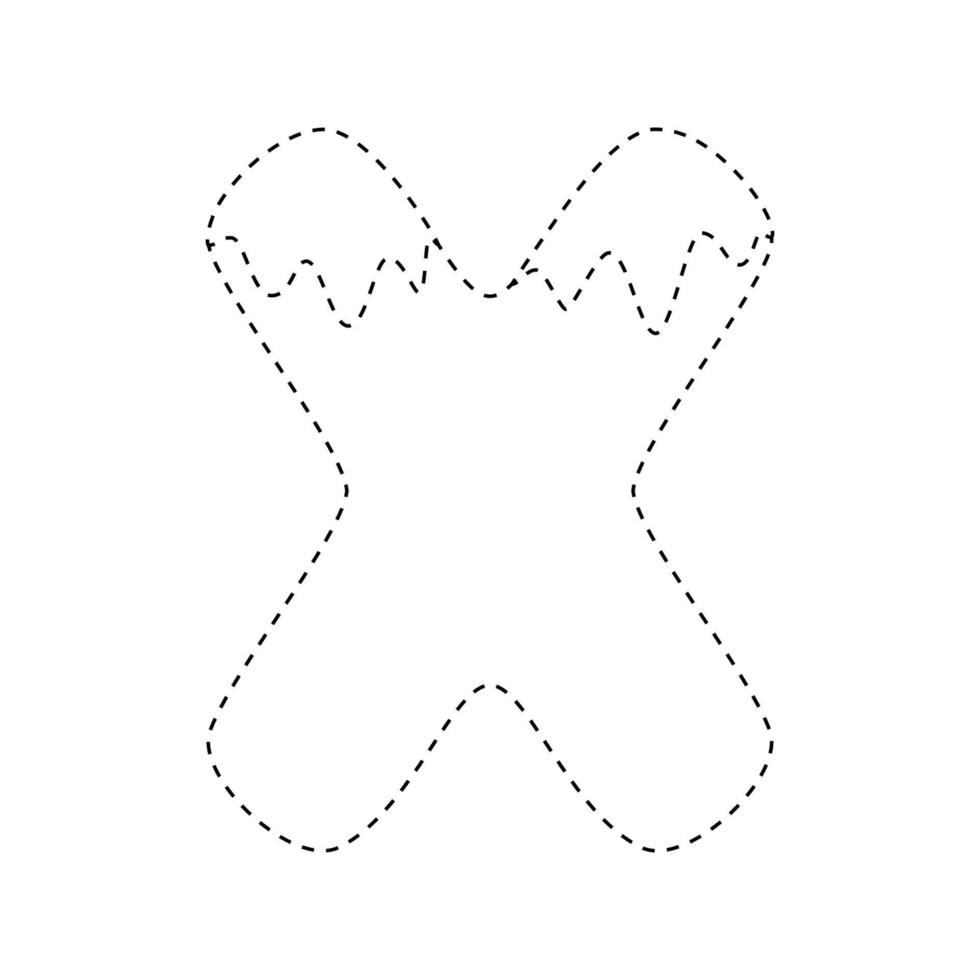 Arbeitsblatt zum nachzeichnen von buchstaben x für kinder vektor