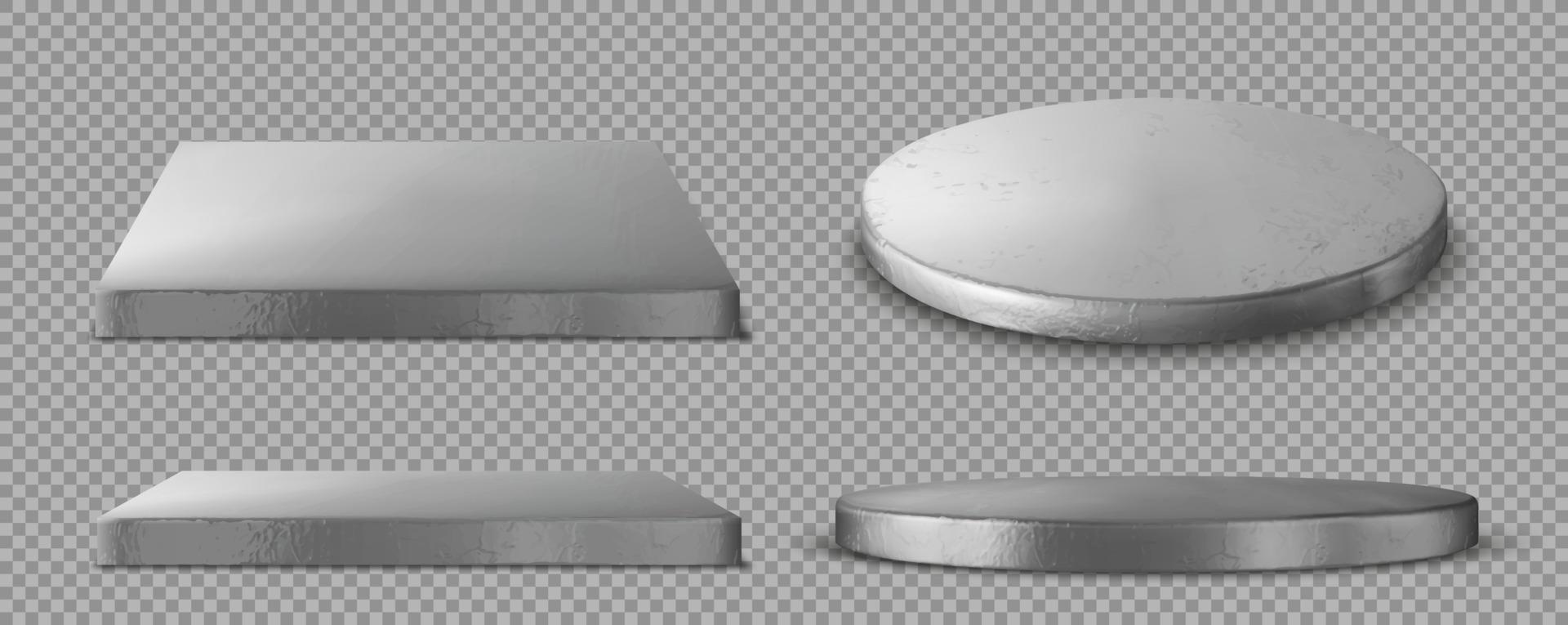 glansig silver- runda, fyrkant paneler realistisk uppsättning vektor