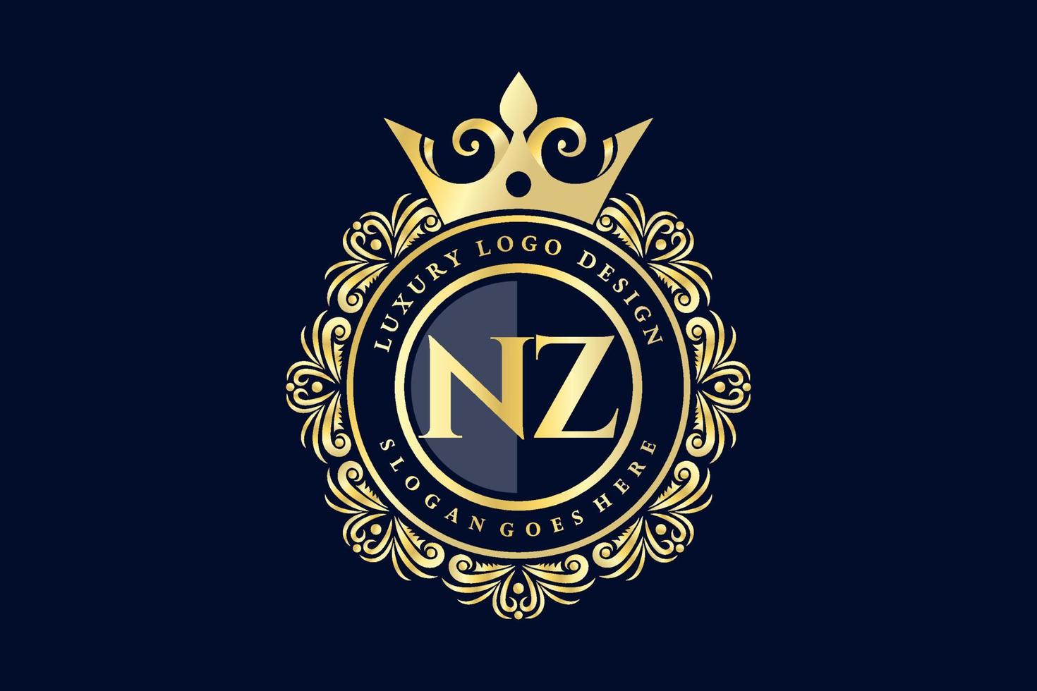 nz anfangsbuchstabe gold kalligrafisch feminin floral handgezeichnet heraldisch monogramm antik vintage stil luxus logo design premium vektor