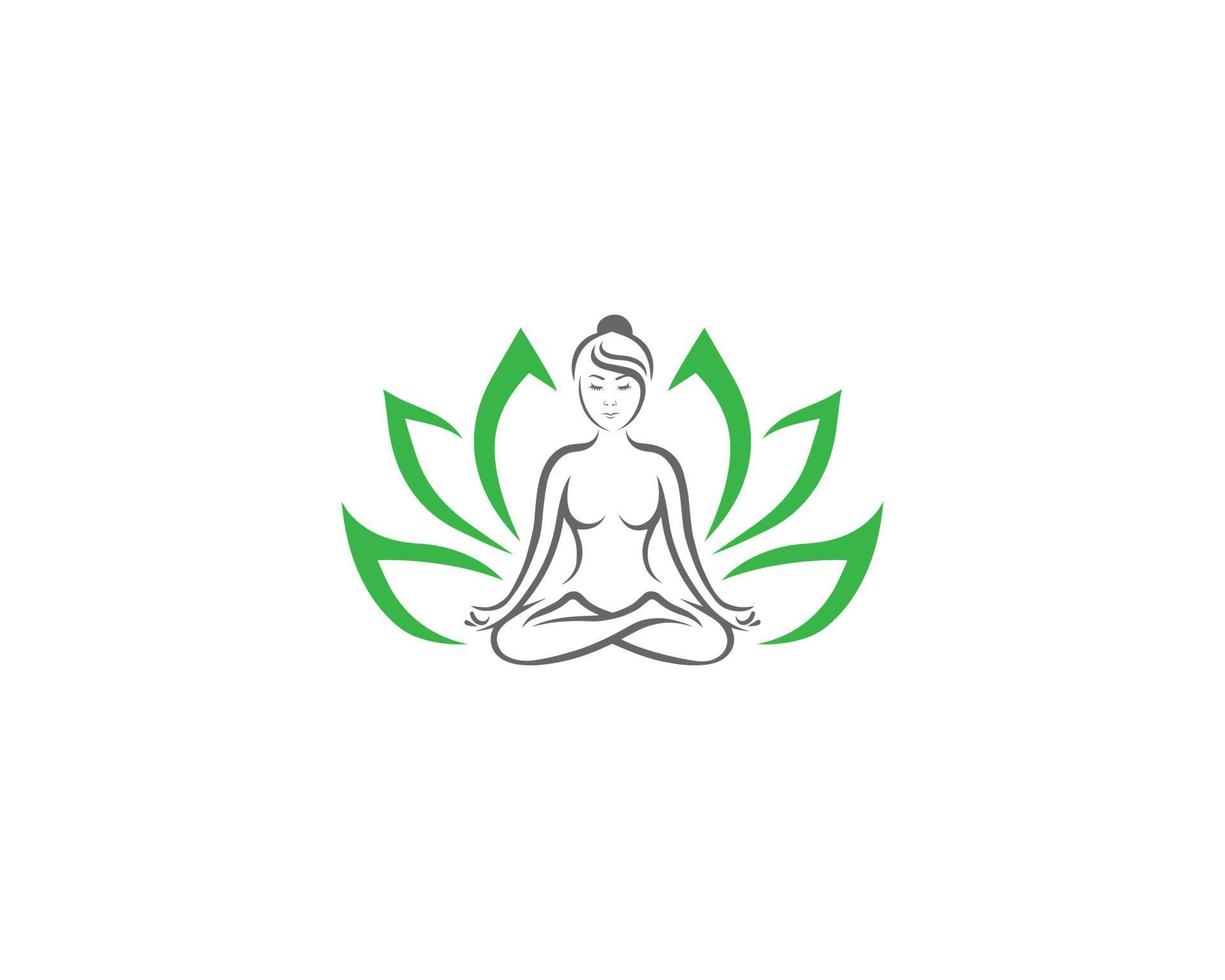 Unendlichkeitsblume Meditation Natur Yoga Linienstil Premium-Vektor-Logo-Design-Konzept. vektor