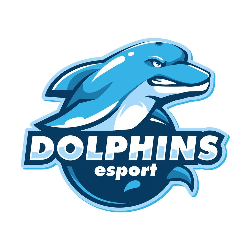 arg delfin esport logotyp isolerat på vit bakgrund för team sport och gaming vektor