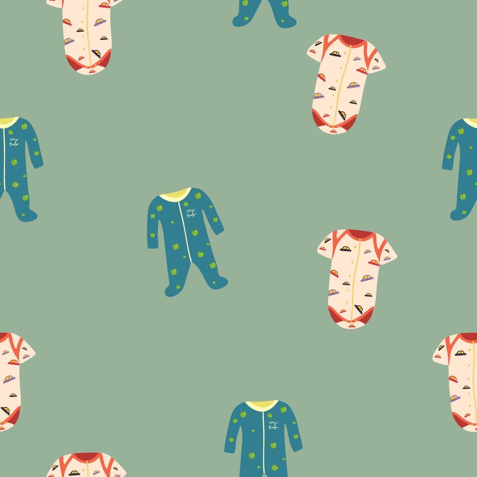 bebis kläder, bodys, flicka eller pojke sömlös mönster. vektor illustration för utskrift, bakgrunder, täcker, förpackning, hälsning kort, affischer, klistermärken, textil- och säsong- design