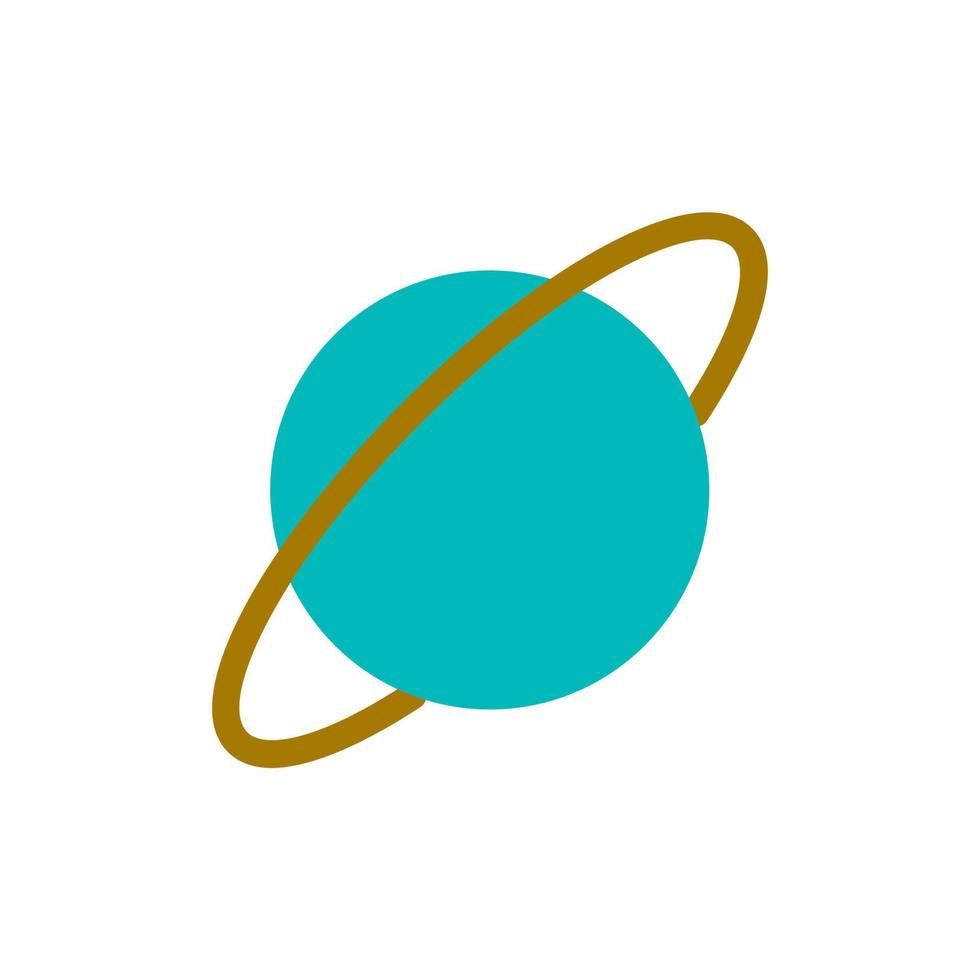 planet mit ringflachem ui-symbol. Abitur Astronomiekurs. planetarische Wissenschaft. Universum studieren. einfaches gefülltes Element für mobile App. buntes festes piktogramm. Vektor isolierte RGB-Illustration