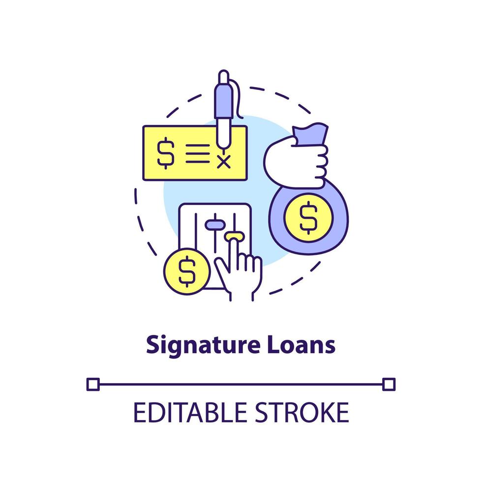 Symbol für das Konzept der Signaturdarlehen. persönliche Angebote der Kunden. Bankdienst abstrakte Idee dünne Linie Illustration. isolierte Umrisszeichnung. editierbarer Strich. vektor