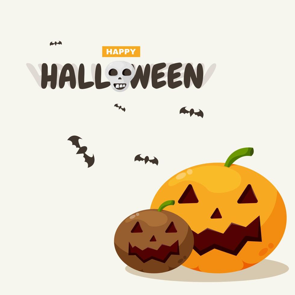 fröhliches halloween mit orange- und schokoladenkürbis-konzeptillustration vektor