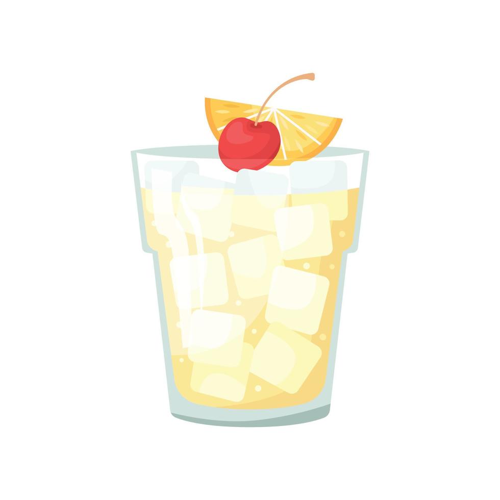 vektorillustration eines alkoholischen clubcocktails. Tom Collins vektor