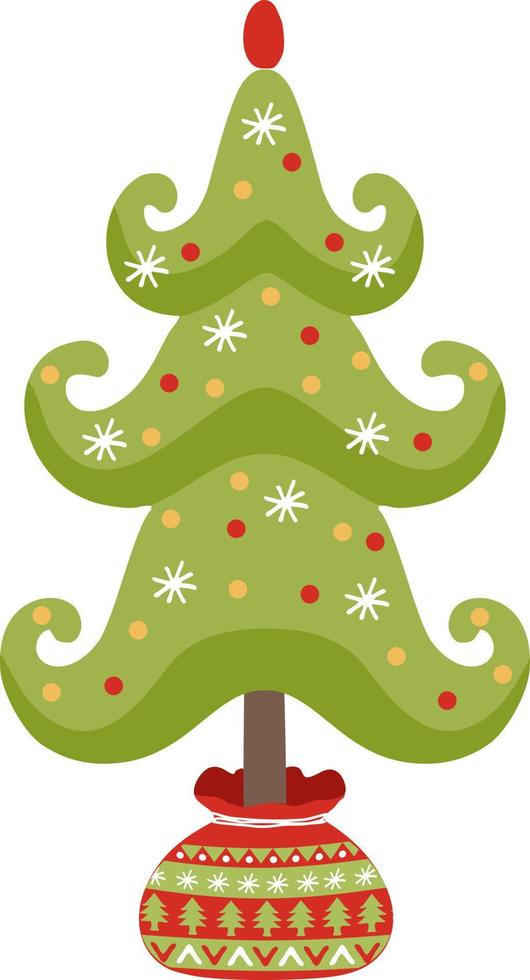 weihnachtsbaum mit dekorationen und flachem sternsymbol für apps und web vektor
