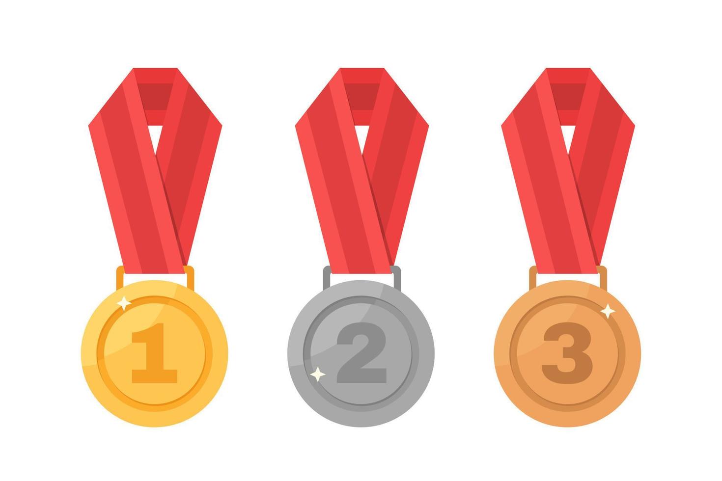 1:a, 2:a och 3:e platser. guld, silver, brons medalj, trofé vektor