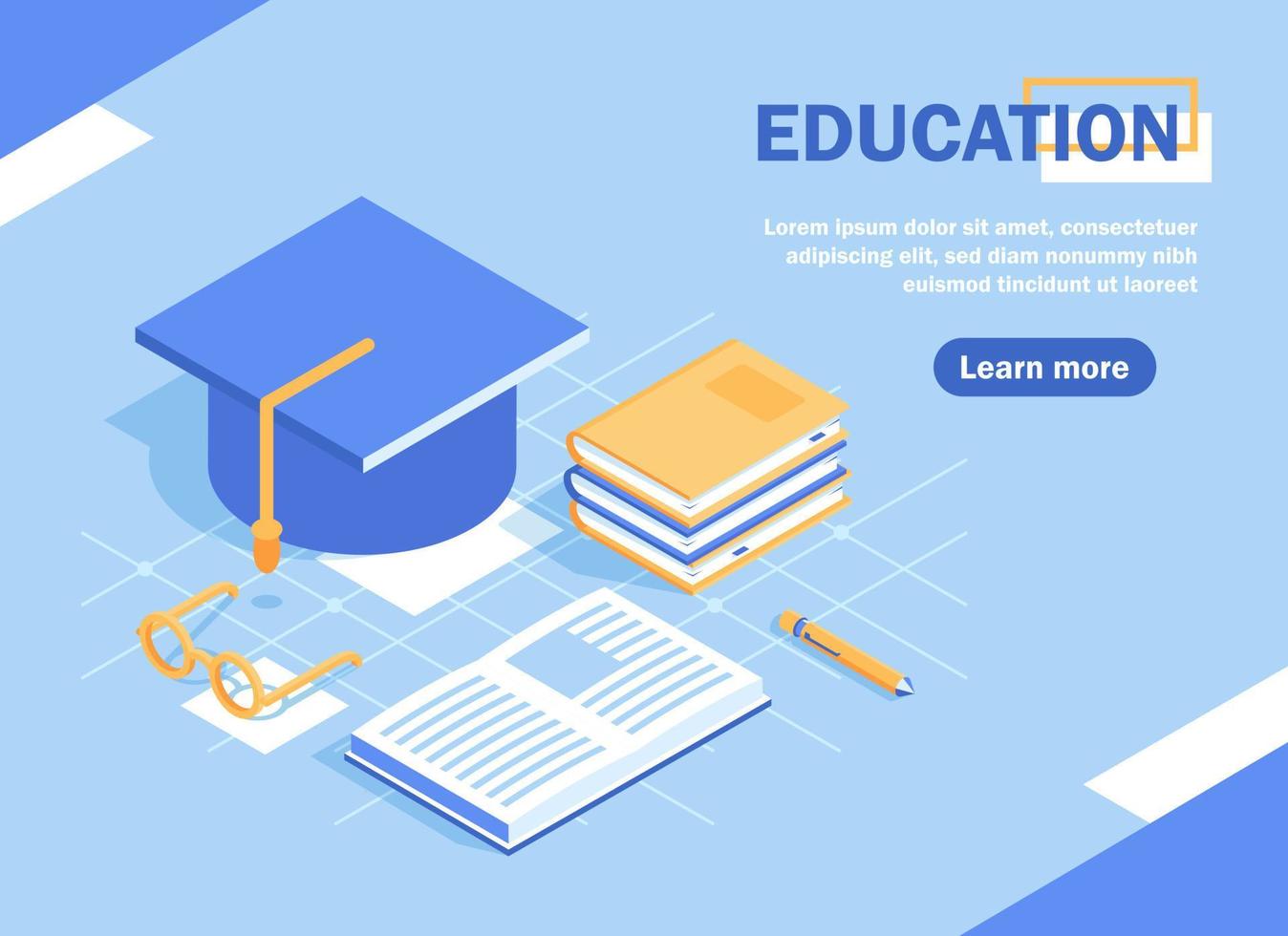 utbildning och lärande, hemsida rubrik baner element layout, platt design ikon vektor illustration