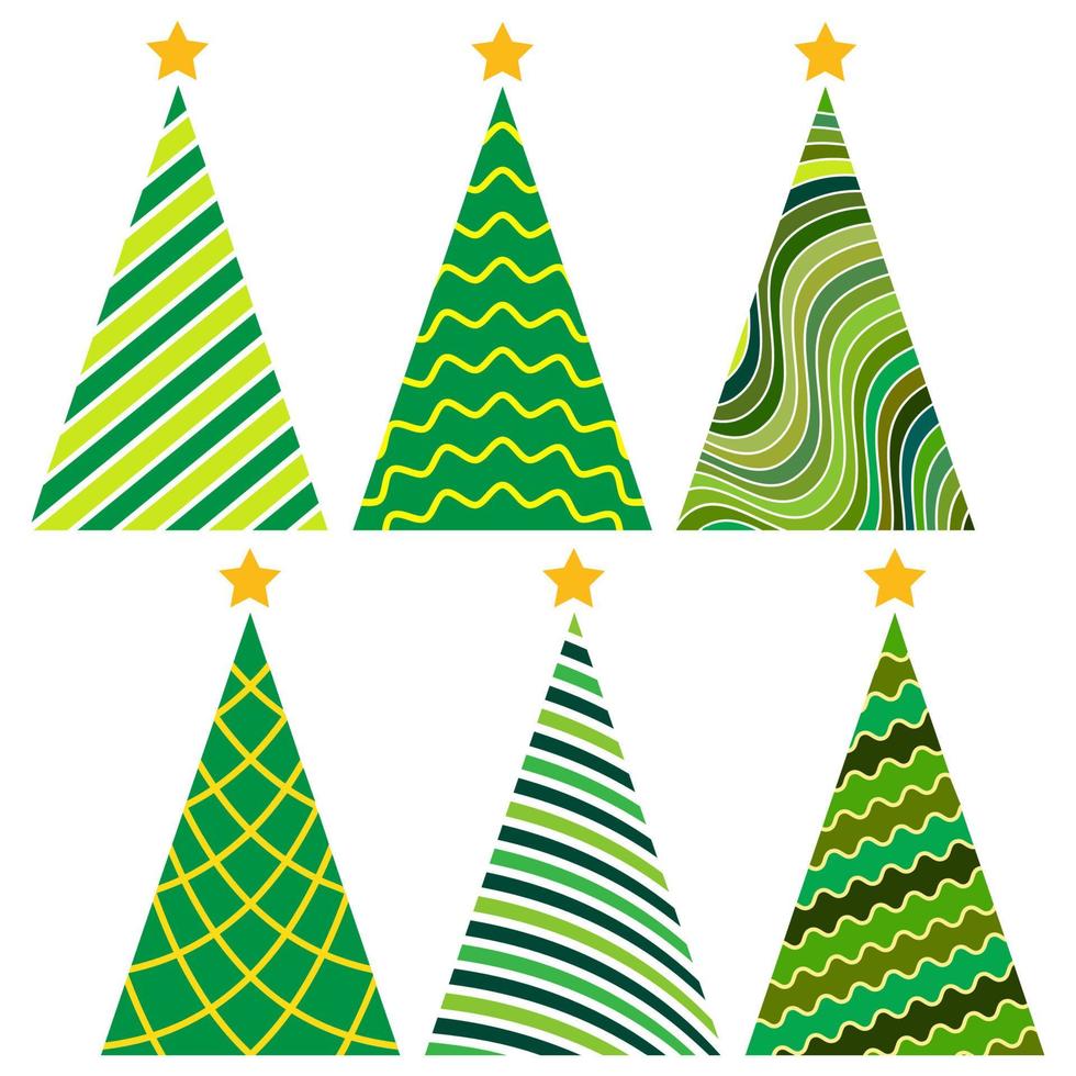uppsättning av jul träd. isolerat vektor illustration för glad jul och Lycklig ny år.