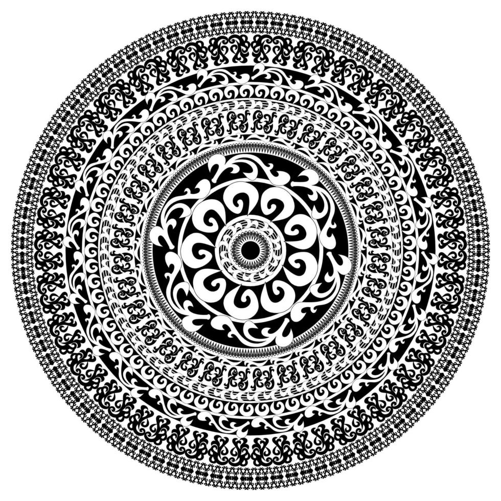Ornament einfarbige Karte mit Mandala. Runde dekorative Vektorform isoliert auf weiß. Vektor-Illustration in Schwarz-Weiß-Farben. vektor