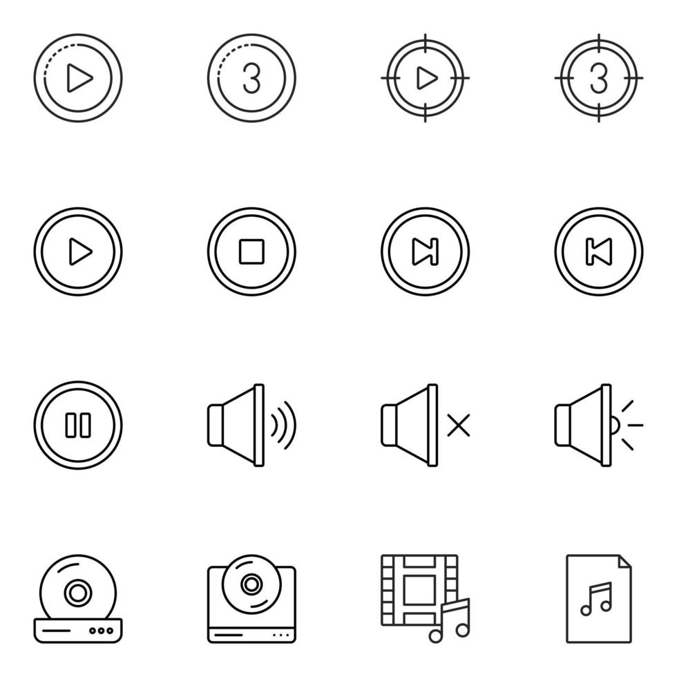 Audio- und Videozeilen-Icon-Set vektor