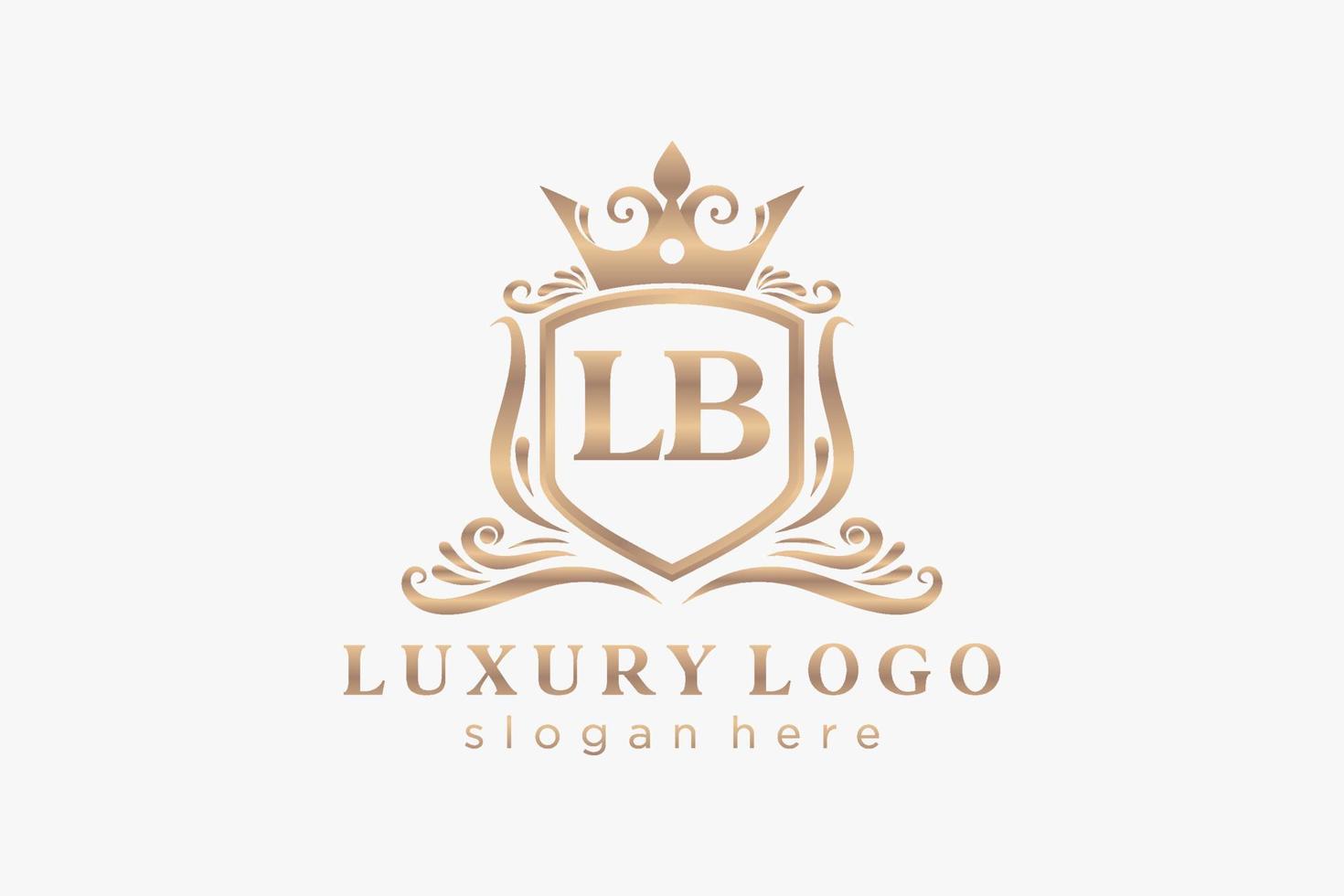 första lb brev kunglig lyx logotyp mall i vektor konst för restaurang, kungligheter, boutique, Kafé, hotell, heraldisk, Smycken, mode och Övrig vektor illustration.