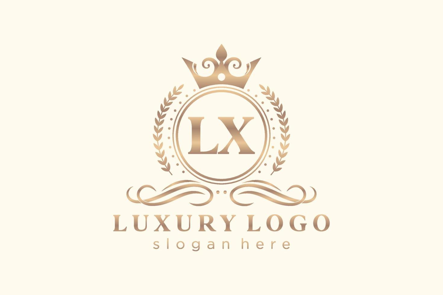 första lx brev kunglig lyx logotyp mall i vektor konst för restaurang, kungligheter, boutique, Kafé, hotell, heraldisk, Smycken, mode och Övrig vektor illustration.