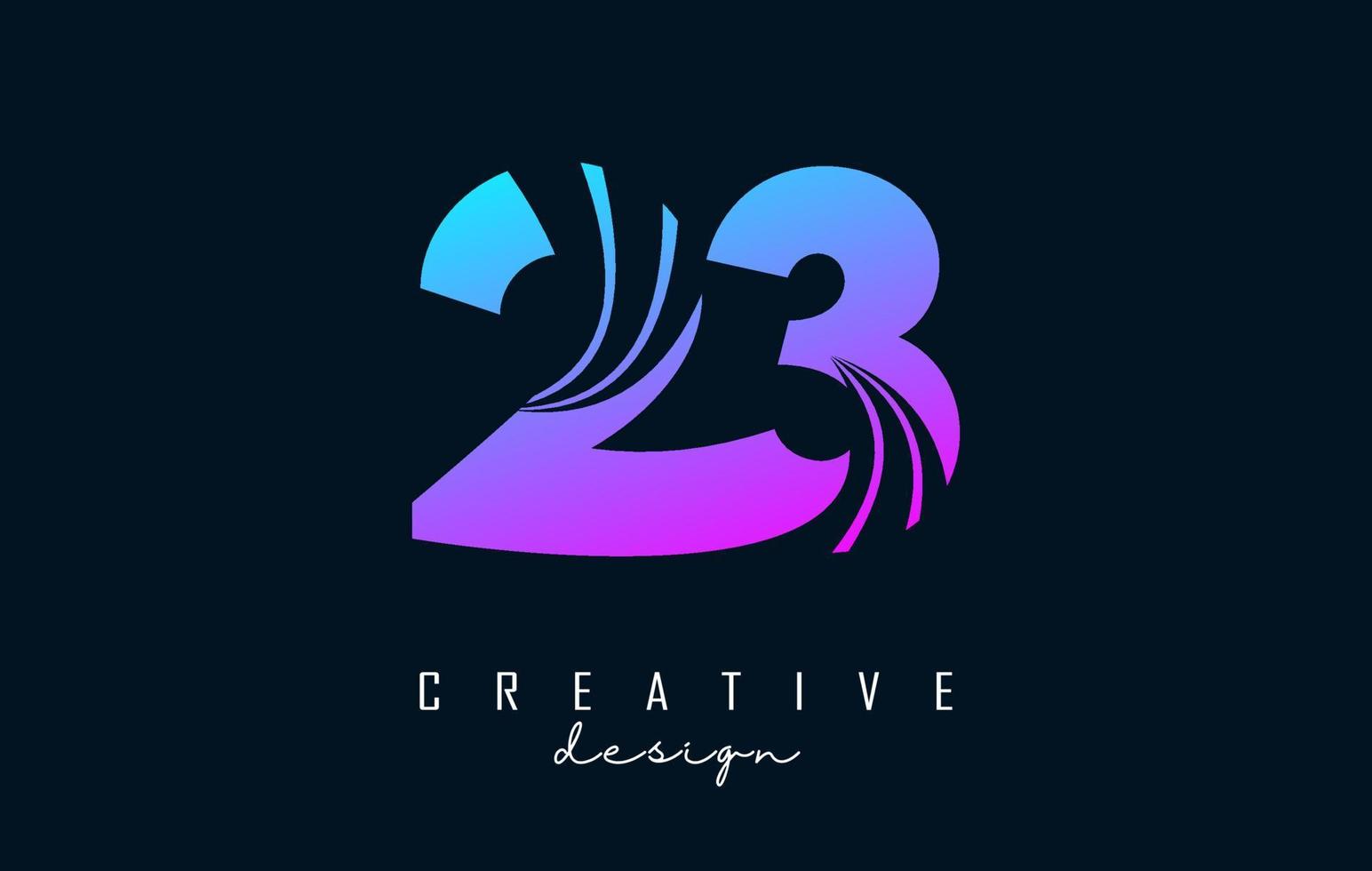 buntes kreatives nummer 23 2 3 logo mit führenden linien und straßenkonzeptdesign. Nummer mit geometrischem Design. vektor