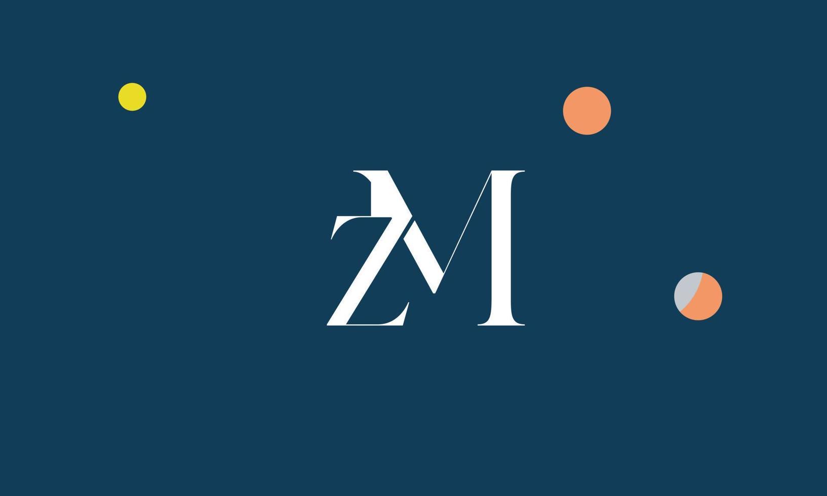 alfabetet bokstäver initialer monogram logotyp zm, mz, z och m vektor