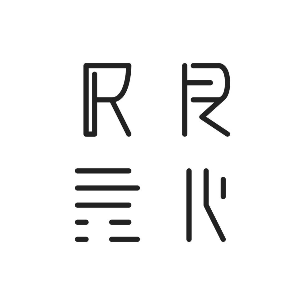 satz von logo-designs, die mit dem buchstaben r beginnen, geeignet für personen- oder geschäftsnamen vektor
