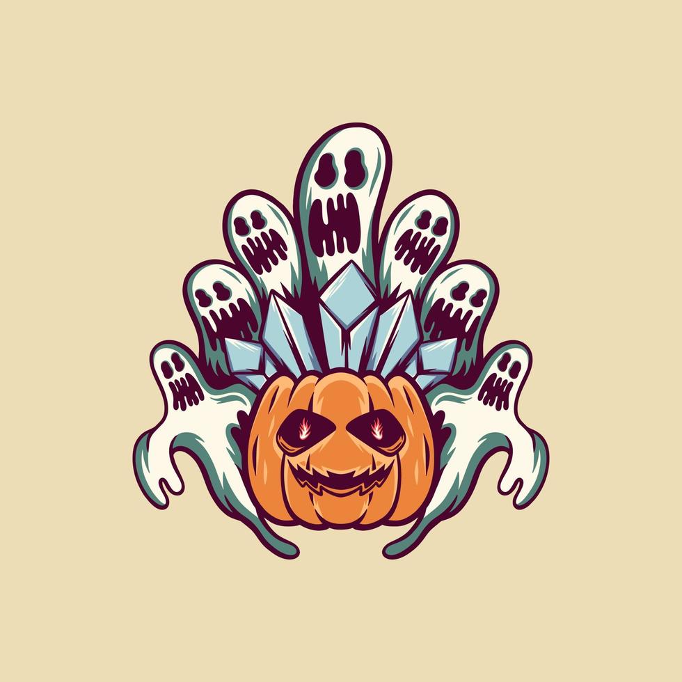Geisterkürbis-Halloween-Retro-Illustration vektor
