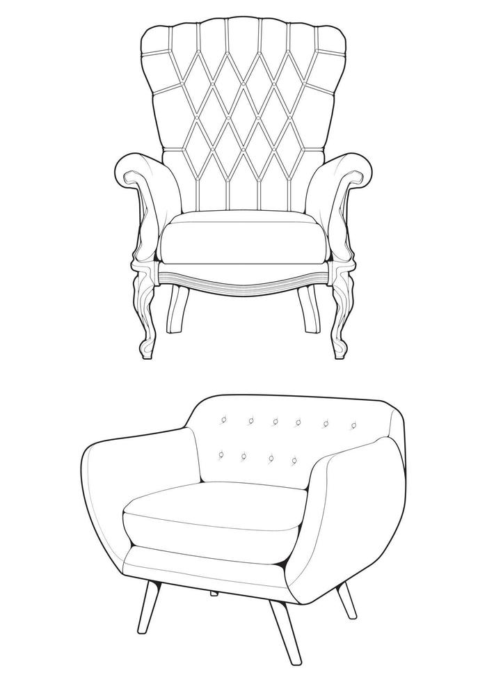 set off sofa oder couch line art illustrator. umriss möbel für wohnzimmer. Vektor-Illustration. vektor