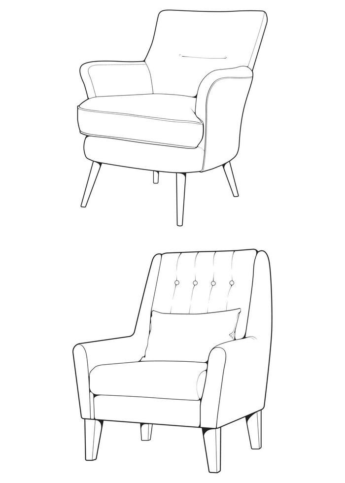 uppsättning av soffa eller soffa linje konst illustratör. översikt möbel för levande rum. vektor illustration.
