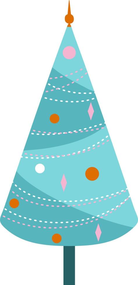 weihnachtsbaum mit dekorationen und flachem sternsymbol für apps und web vektor