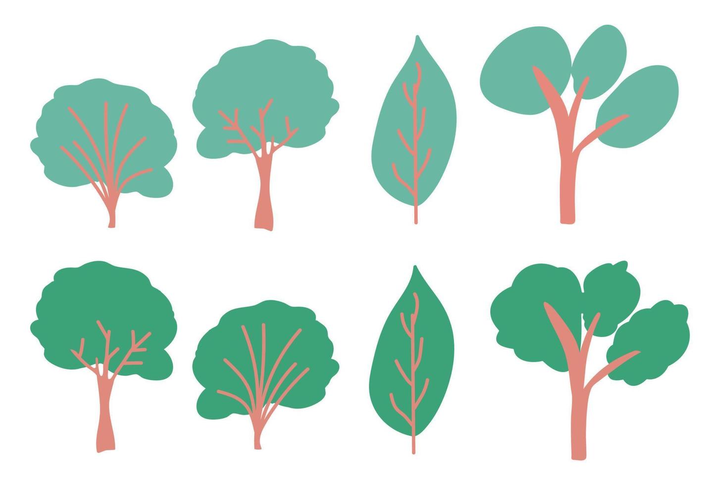 uppsättning av träd silhuett, retro bilder natur, illustration vektor