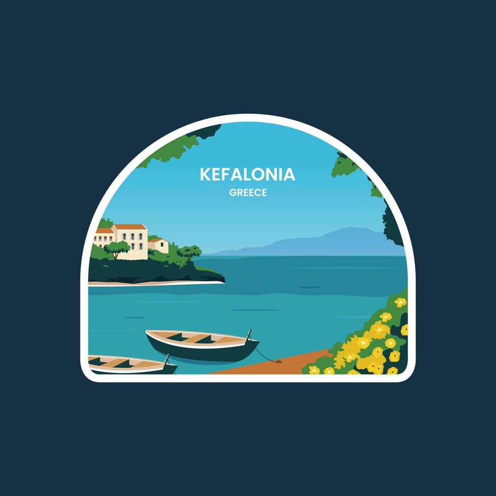 kefalonia emblem lappa. resa till grekland. vektor illustration med minimalistisk stil.