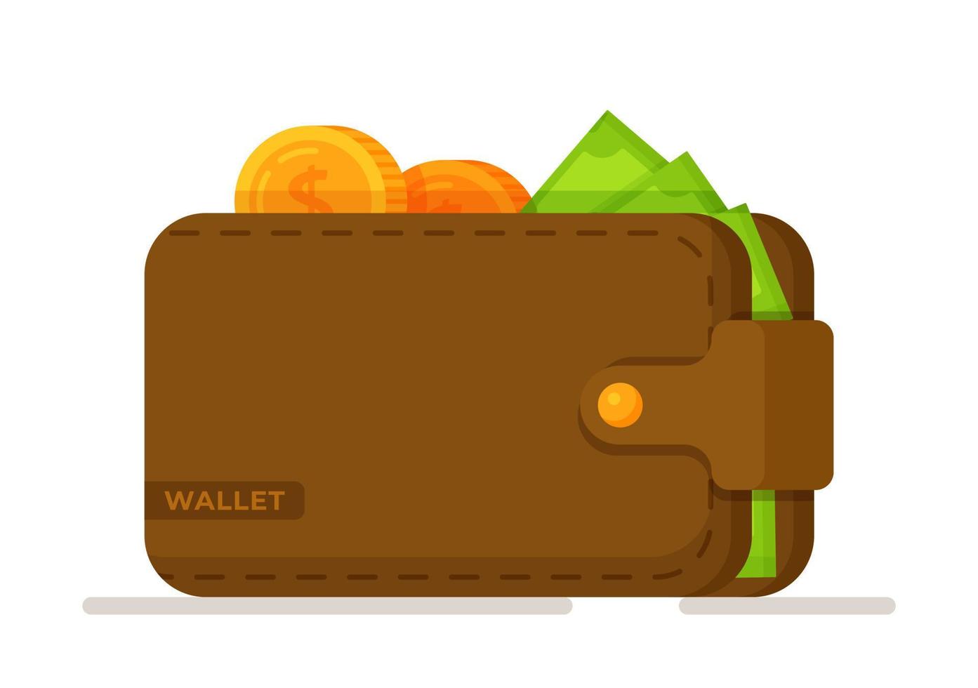 plånbok med pengar dollar räkningar platt design isolerade. vektor