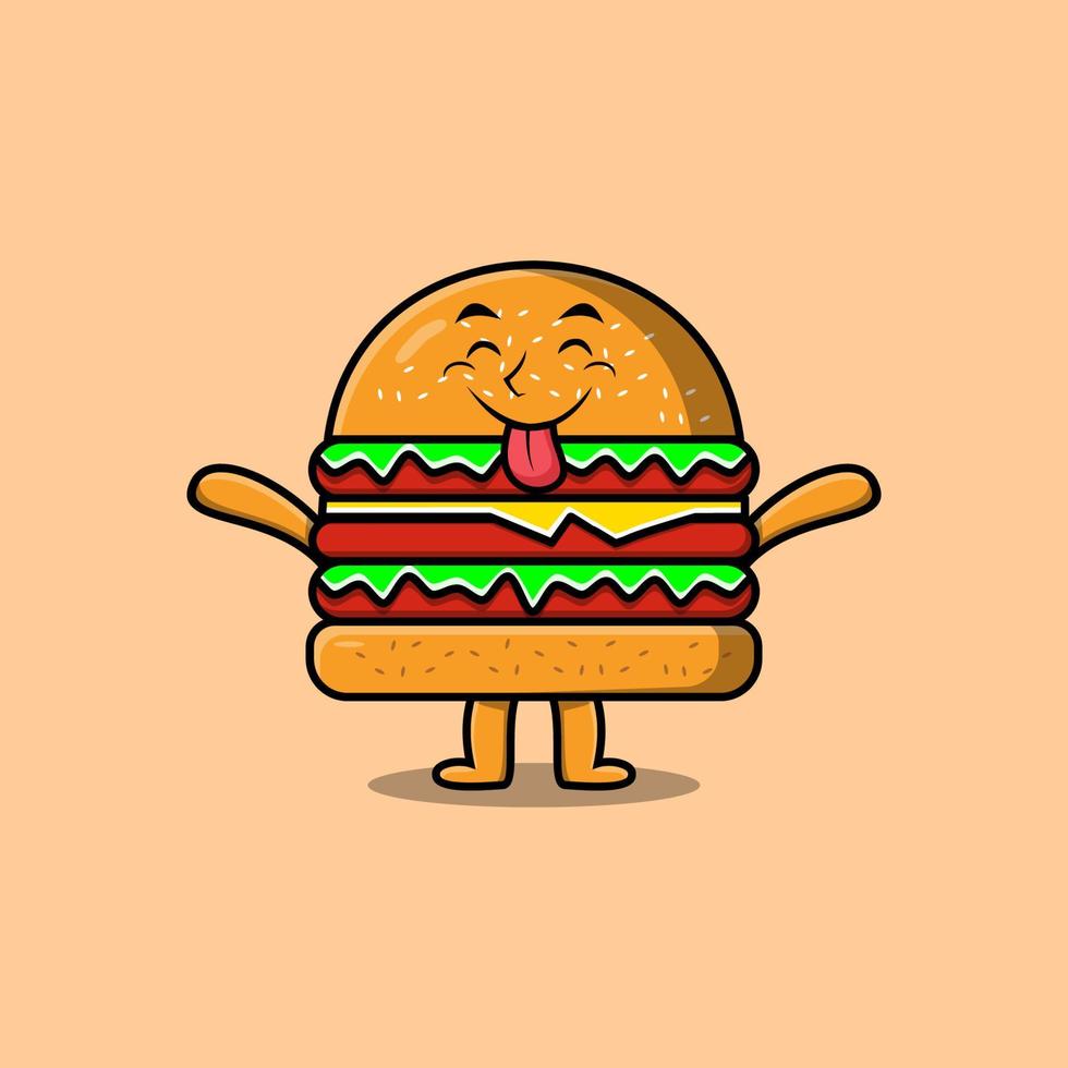 tecknad serie burger karaktär med prålig uttryck vektor