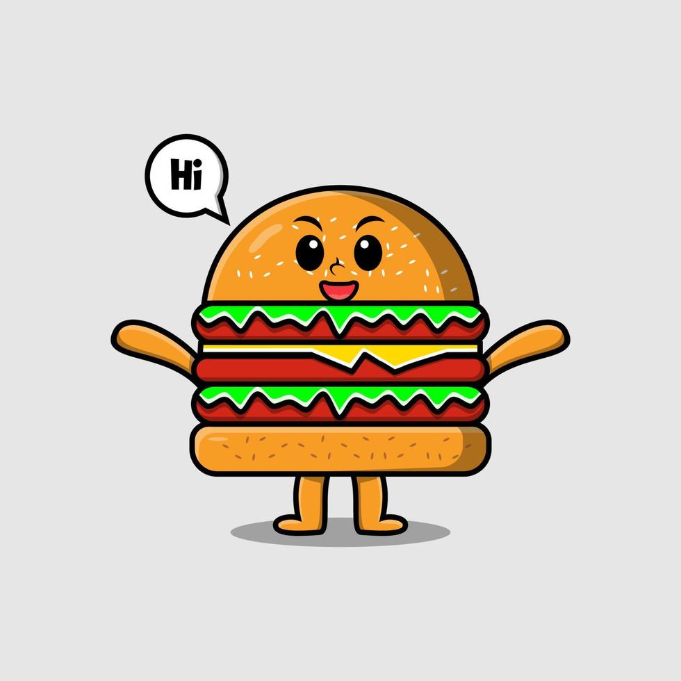 Cartoon-Burger-Charakter mit fröhlichem Ausdruck vektor