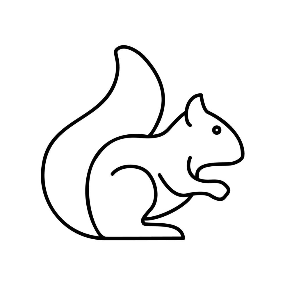 Eichhörnchen-Symbol für Säugetiere im schwarzen Umrissstil vektor