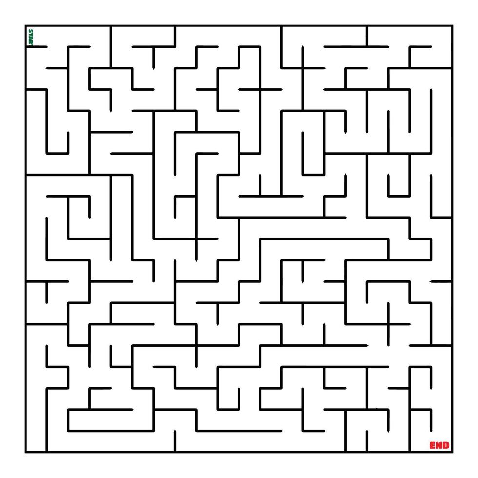 Ausmalbild Labyrinth finden Sie den richtigen Weg zur Lösung. quadratische Labyrinth schwarze Linie auf weißem Hintergrund vektor