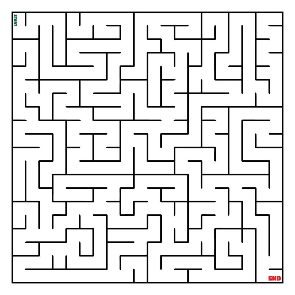 Ausmalbild Labyrinth finden Sie den richtigen Weg zur Lösung. quadratische Labyrinth schwarze Linie auf weißem Hintergrund vektor