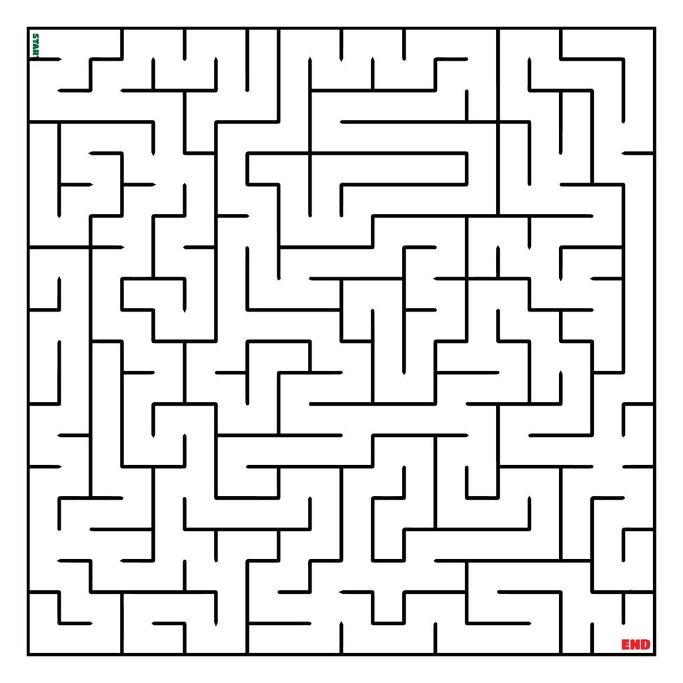 Ausmalbild Labyrinth finden Sie den richtigen Weg zur Lösung. quadratische Labyrinth schwarze Linie auf weißem Hintergrund vektor