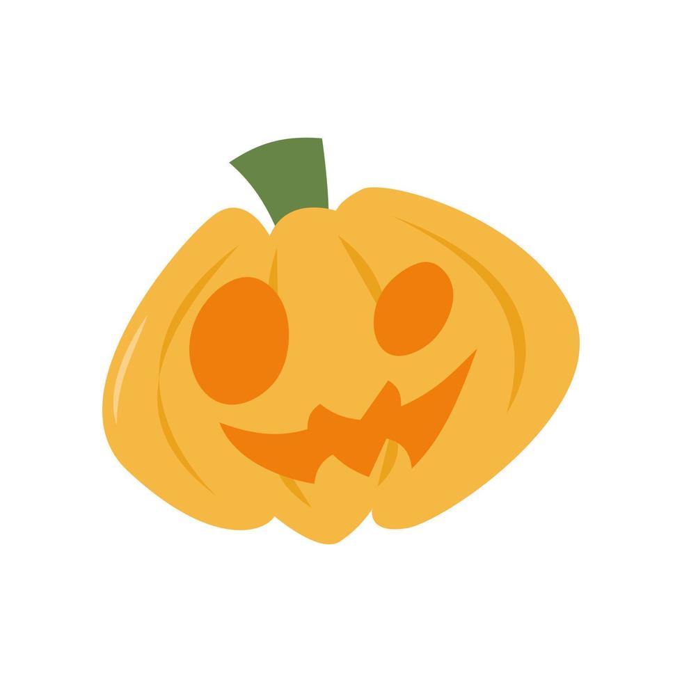 Halloween-Kürbis. süßes Charaktersymbol. halloween-konzept, horror, obst, essen. flache vektorillustration vektor
