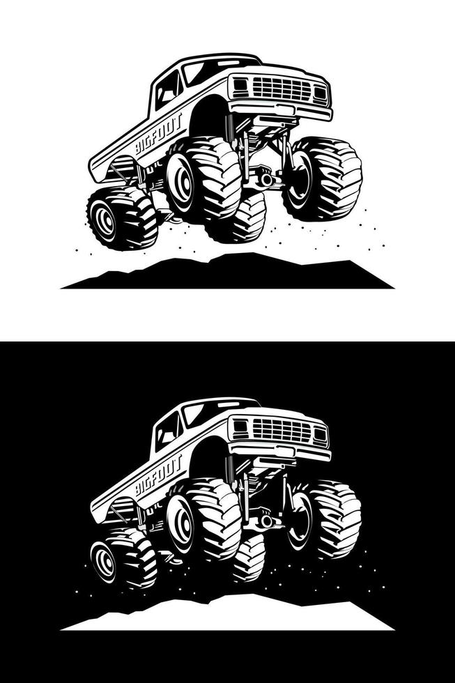 Monstertruck-Illustrationsdesignvektor vektor