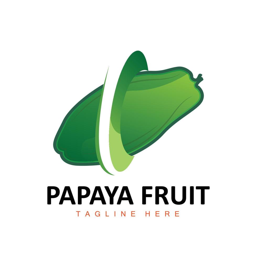 Papaya-Logo-Design, Vitamin-Frucht-Vektor, Symbol für Fruchtprodukt-Markenillustration vektor